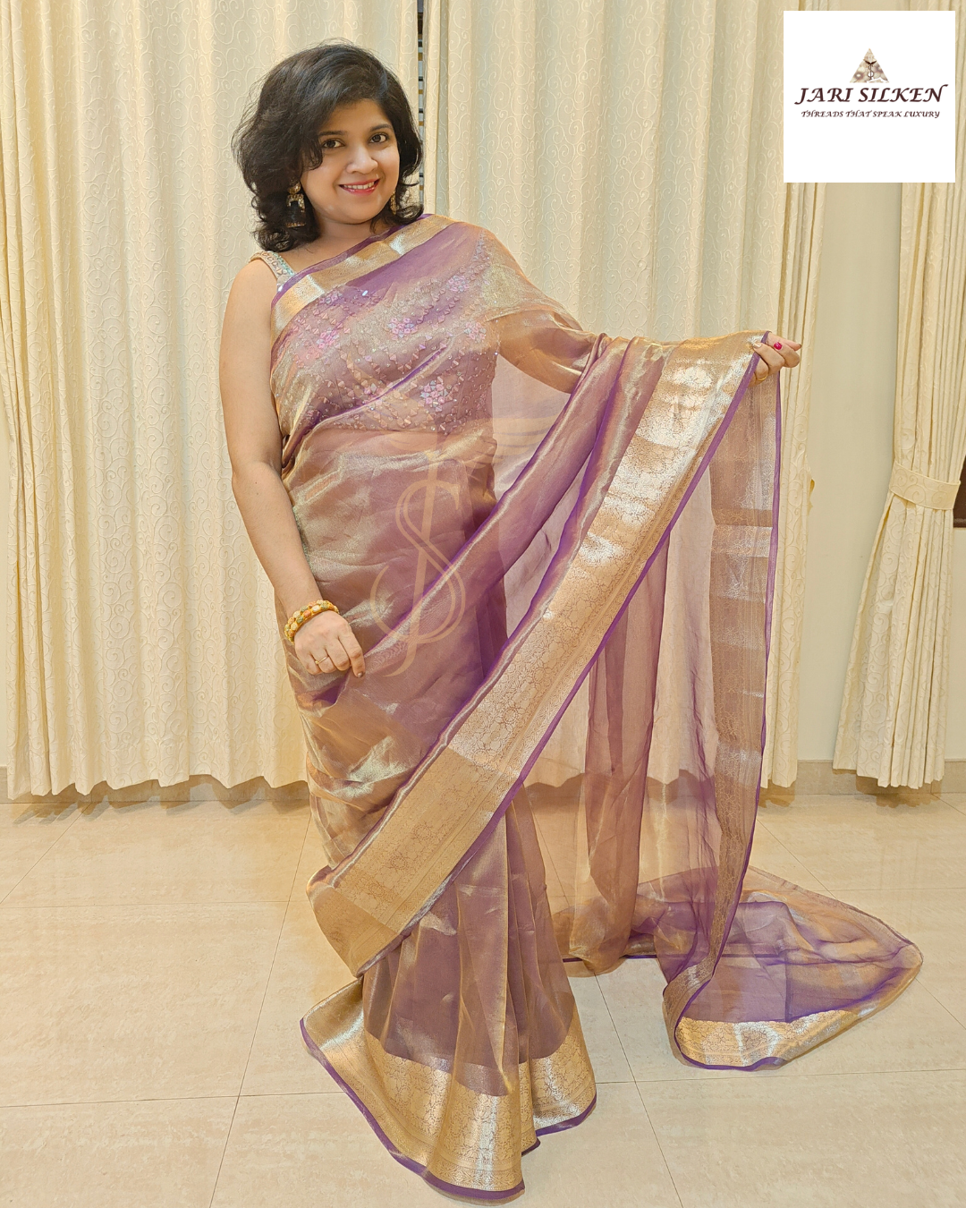 Midnight Purple Banarasi JS Saree in Glass Tissue