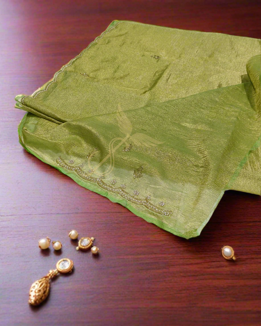 Elegant Green Tissue Jari Silken Banarasi Saree