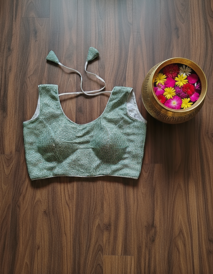 Green JS horizontal sequinned blouse