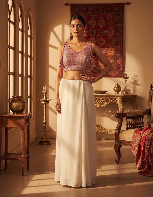 Pink JS Vertical sequinned blouse