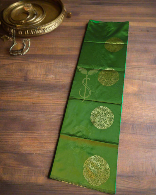 Olive Green Banarasi Jari silken Silk Sarees with Rich Pallu & All-Over Jacquard Work