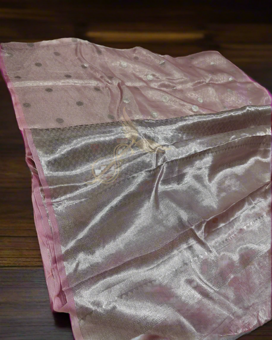 Royal Pink Banarasi Jari Silken Tissue Brocade