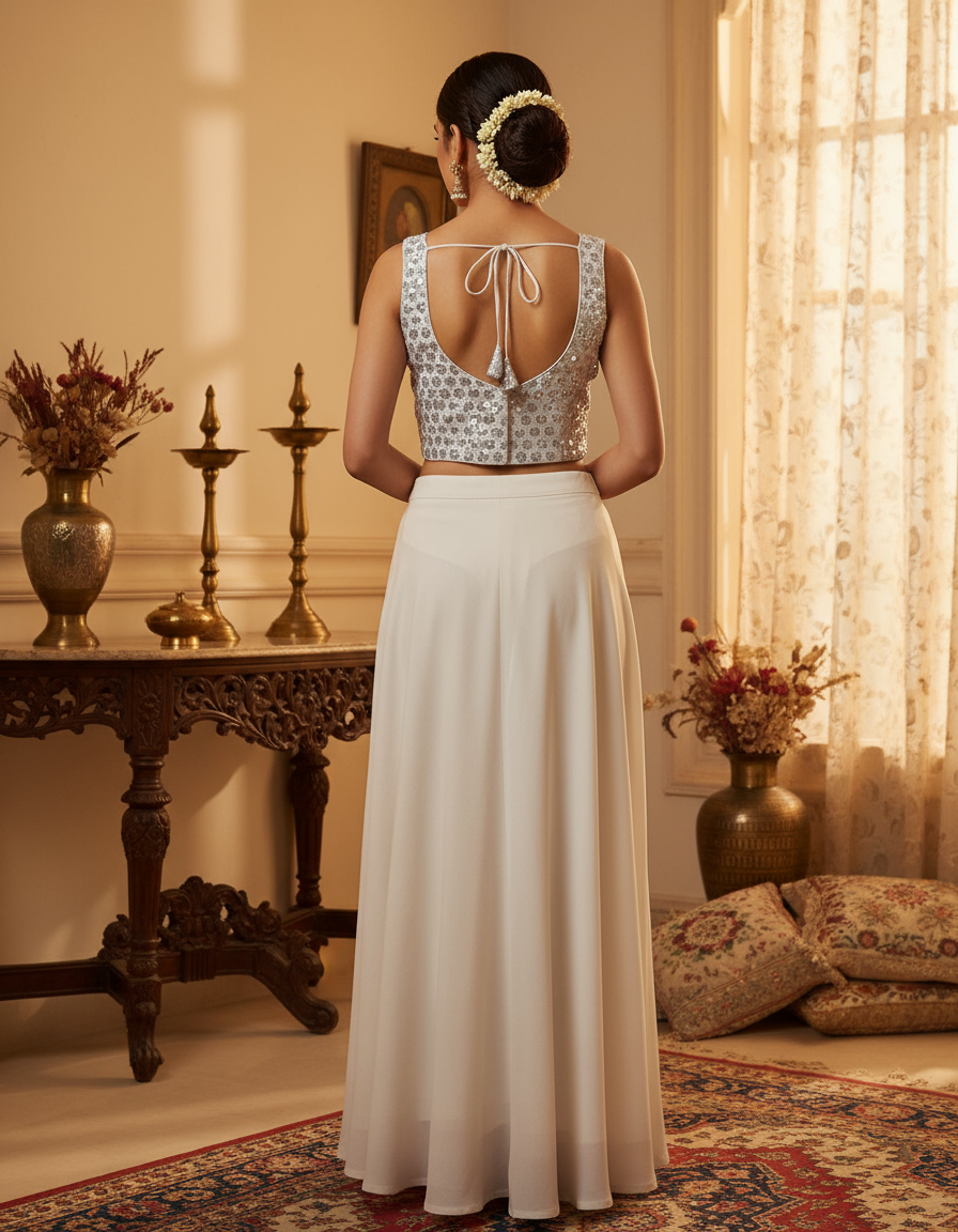 Silver JS sequin embellished blouse