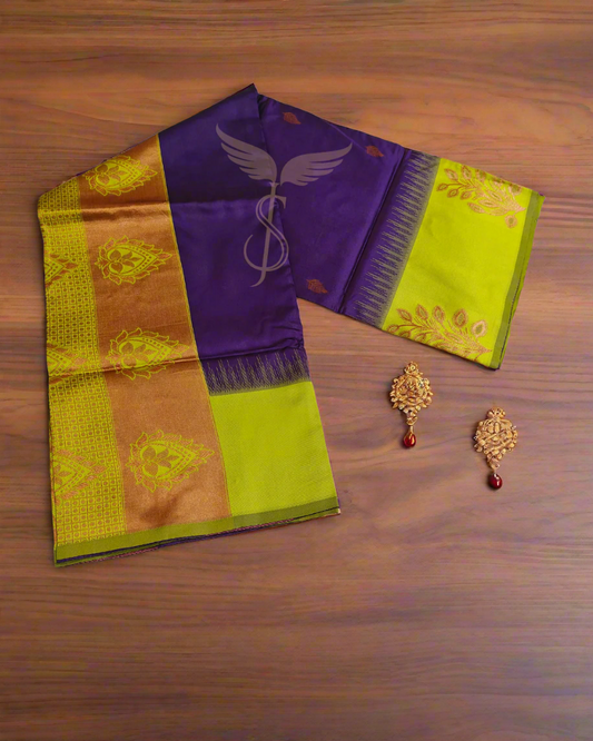 Elegant Green & Gold Banarasi Jari Silken Saree with Zari Woven Pallu – Festive Wear