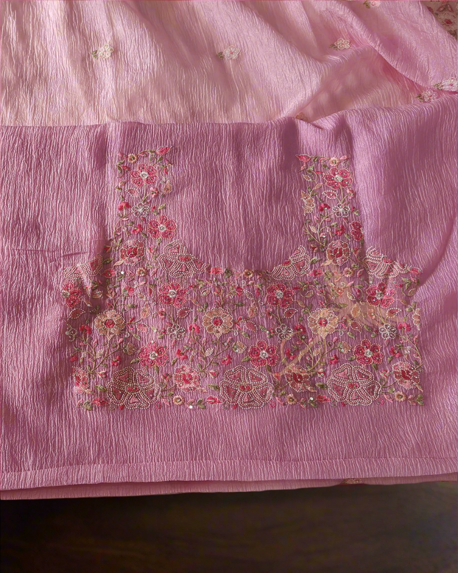 Blush Pink Banarasi Tissue Jari Silken Saree