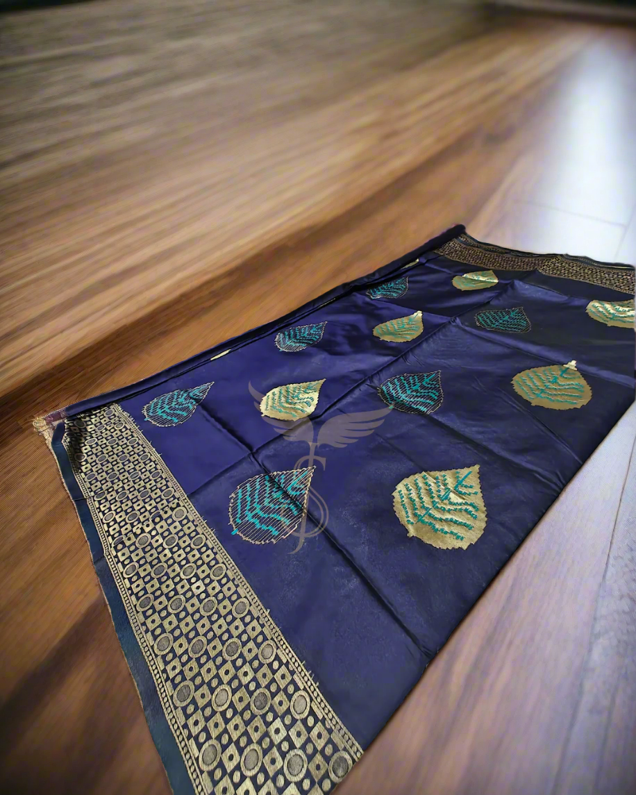 Royal Blue Banarasi Jari Silken Saree with Rich Golden Pallu