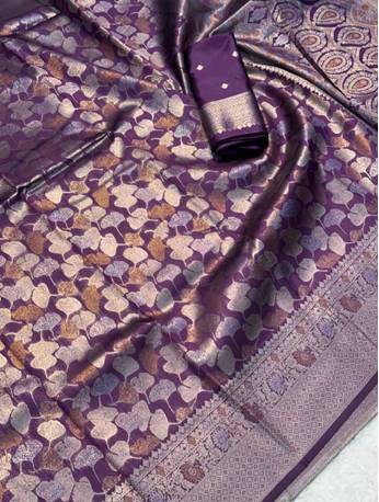 Royal Purple Soft Jari Silken Saree with Intricate Zari Weaving