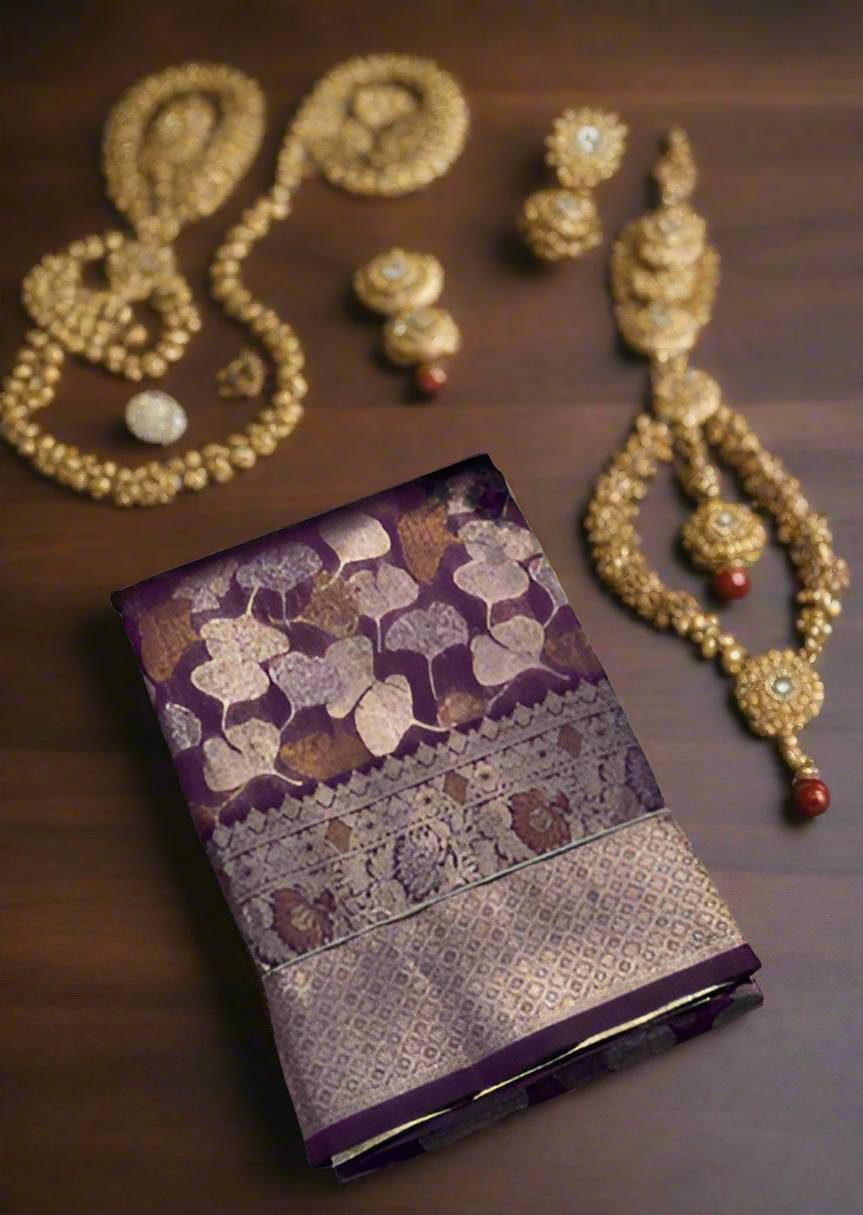 Royal Purple Soft Jari Silken Saree with Intricate Zari Weaving