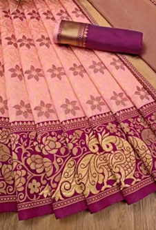 Elegant Pink & Magenta Banarasi Jari Silken Saree with Gold Zari – Bridal & Festive Wear