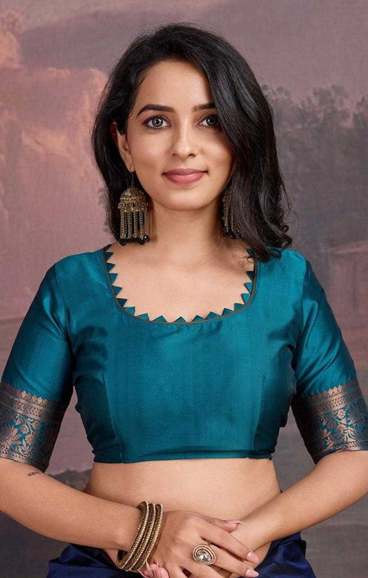 Royal Navy Blue Banarasi Jari Silken Saree with Zari Work – Elegant Festive & Wedding Wear