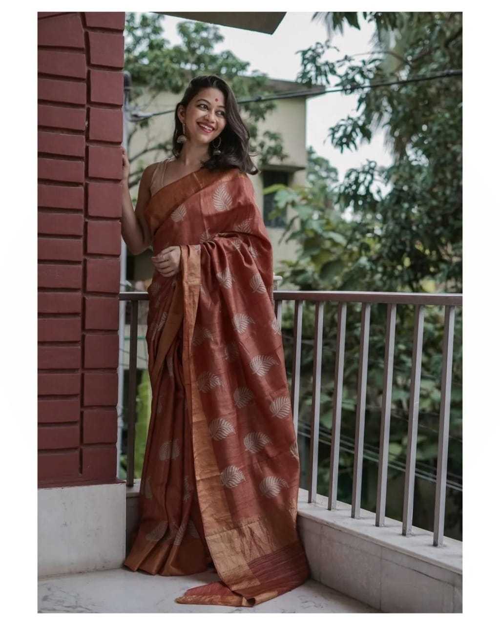Rust Brown Banarasi Jari Silken Saree