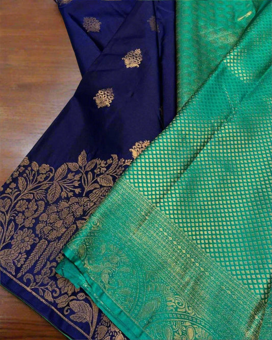 Navy Blue Peacock Saree