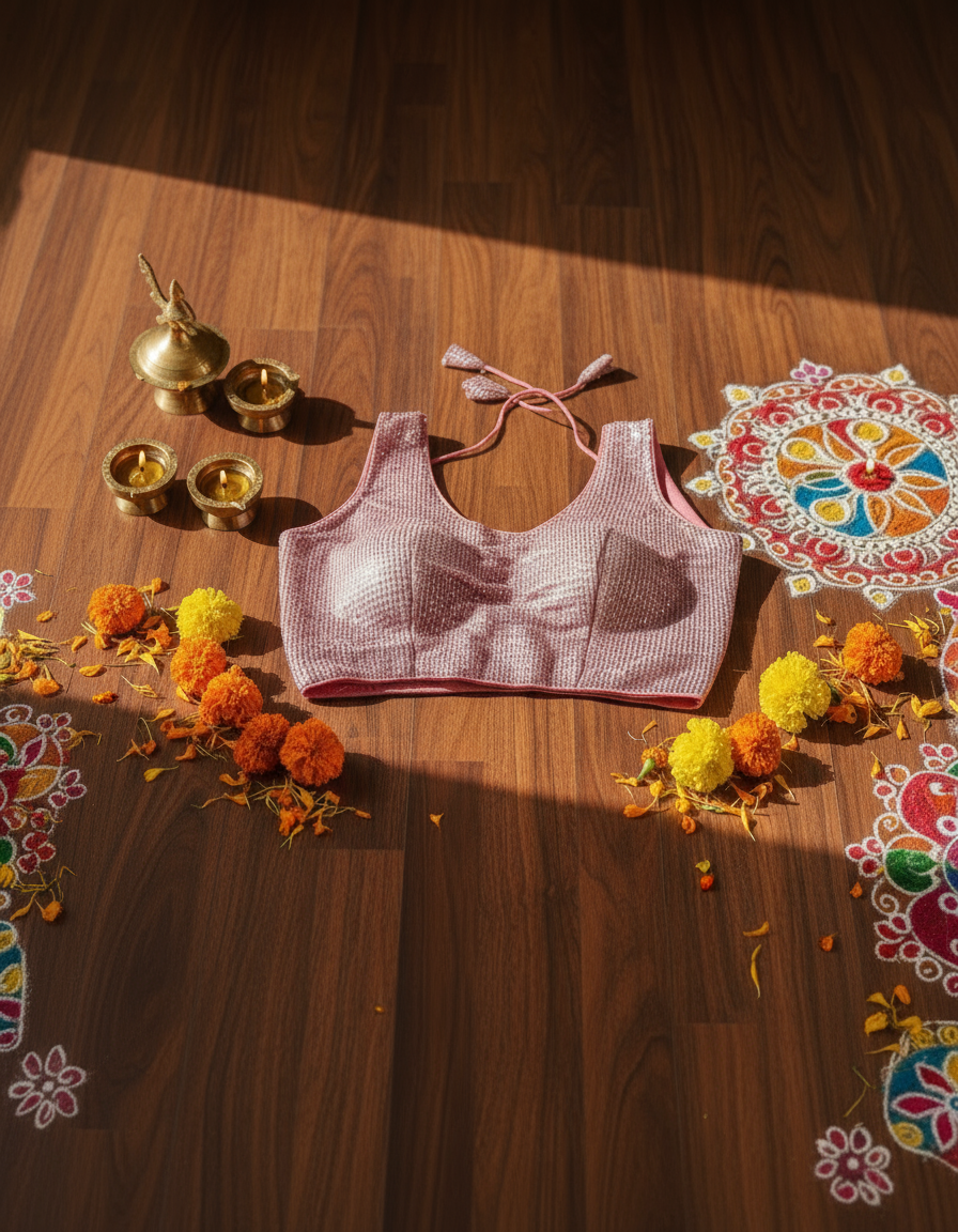 Pink JS Vertical sequinned blouse