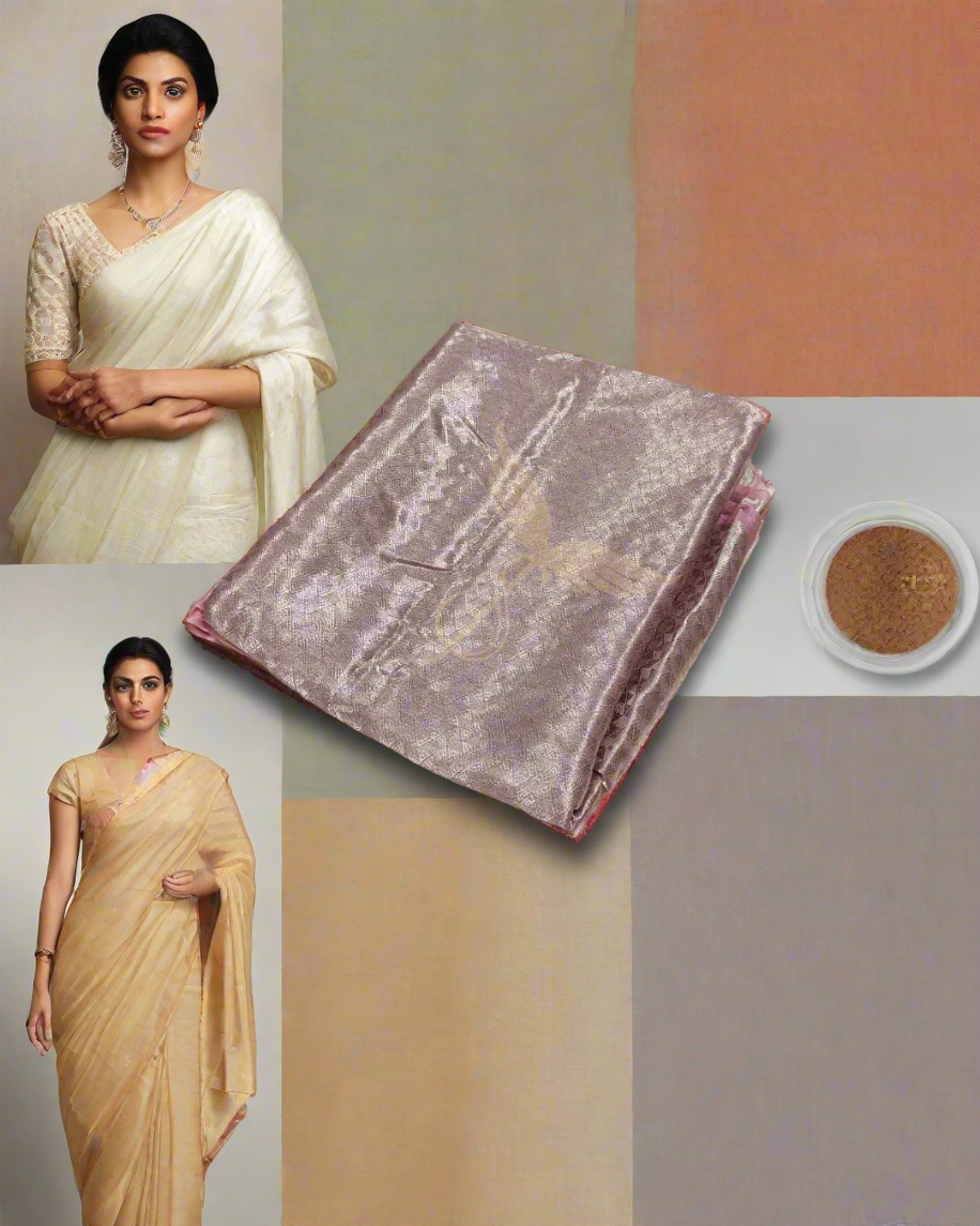 Royal Pink Banarasi Jari Silken Tissue Brocade