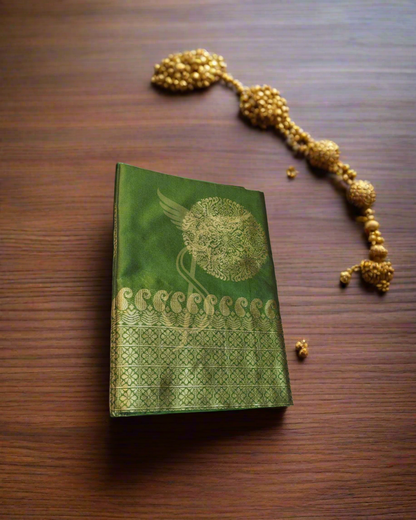 Olive Green Banarasi Jari silken Silk Sarees with Rich Pallu & All-Over Jacquard Work