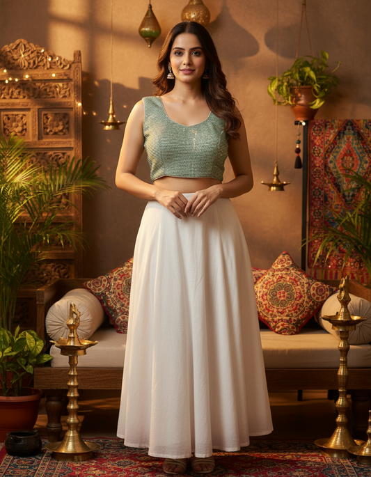 Green JS horizontal sequinned blouse