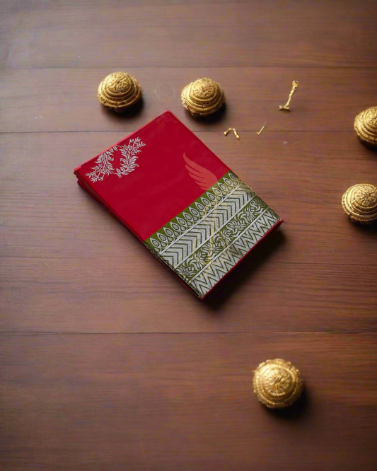 Red Green Jari Silken Banarasi Festive wear Saree