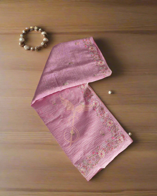 Blush Pink Banarasi Tissue Jari Silken Saree
