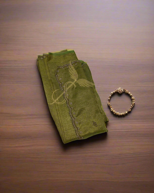 Elegant Green Tissue Jari Silken Banarasi Saree