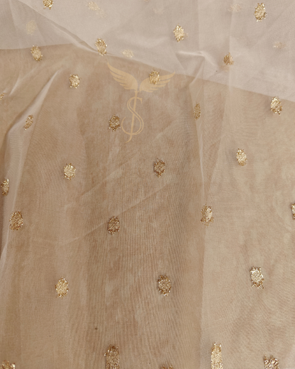 white Gold stripes Tissue Banarasi Jari Silken Saree