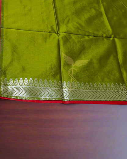 Red Green Jari Silken Banarasi Festive wear Saree