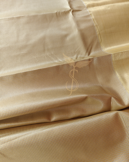 Beige & Gold Kanjivaram Jari Silken Saree – A Timeless Statement of Grace