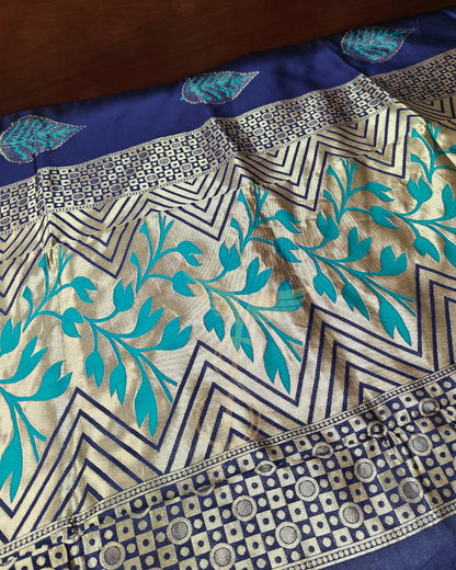 Royal Blue Banarasi Jari Silken Saree with Rich Golden Pallu