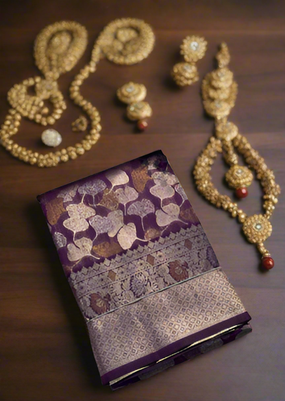 Royal Purple Soft Jari Silken Saree with Intricate Zari Weaving
