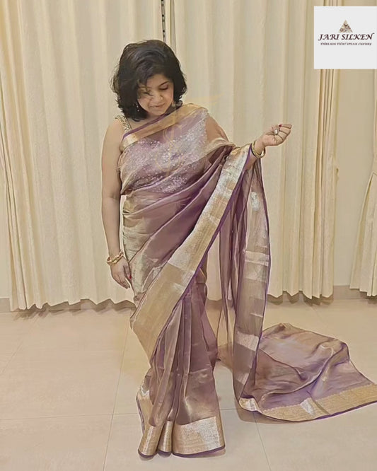 Midnight Purple Banarasi JS Saree in Glass Tissue