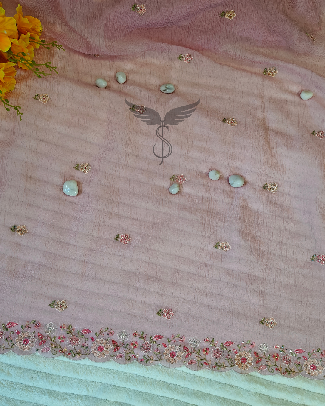 Blush Pink Banarasi Tissue Jari Silken Saree