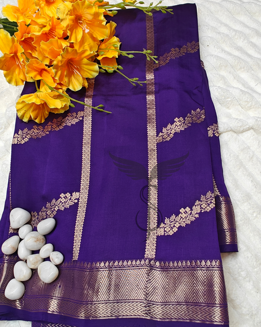 Royal Purple Katan Puna Jari Silken Banarasi Saree