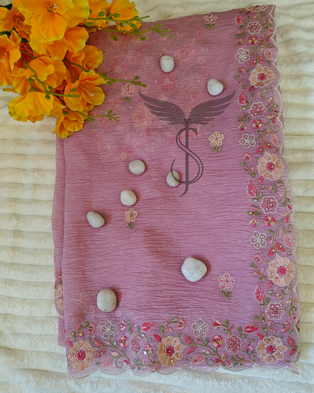 Blush Pink Banarasi Tissue Jari Silken Saree