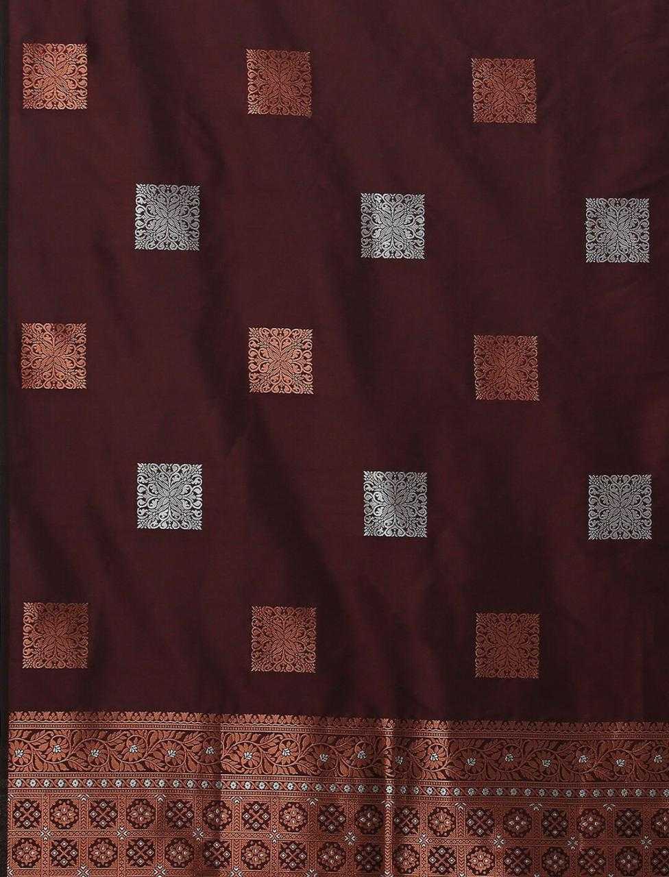 Maroon Banarasi Jari Silken Saree with Silver & Copper Zari Buta | Bridal & Party Wear Saree