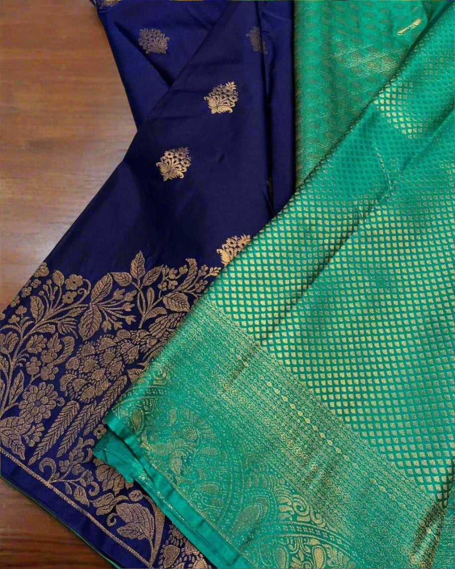 Navy Blue Peacock Saree