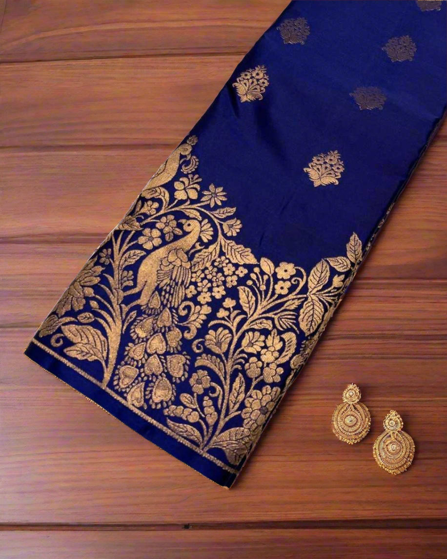 Navy Blue Peacock Saree