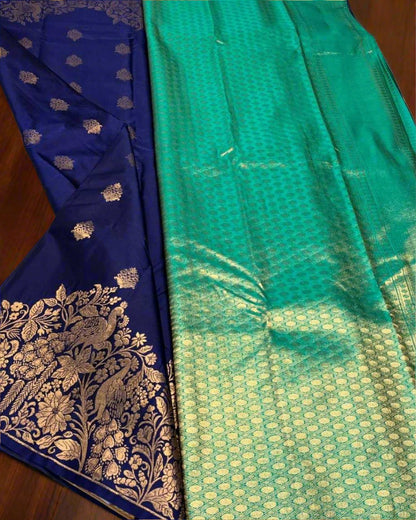 Navy Blue Peacock Saree